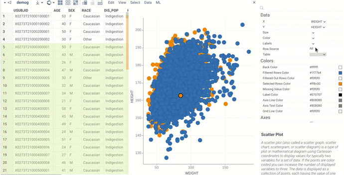 scatter-plot-selection